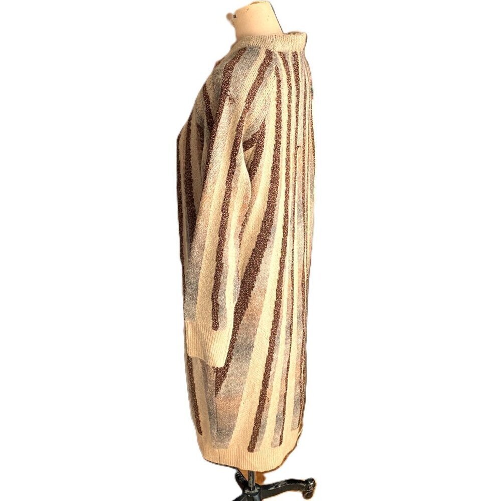 Anthropologie FRNCH Chantal Shimmer-Striped Knit Kimono Cardigan Duster, NWT - Picture 5 of 15